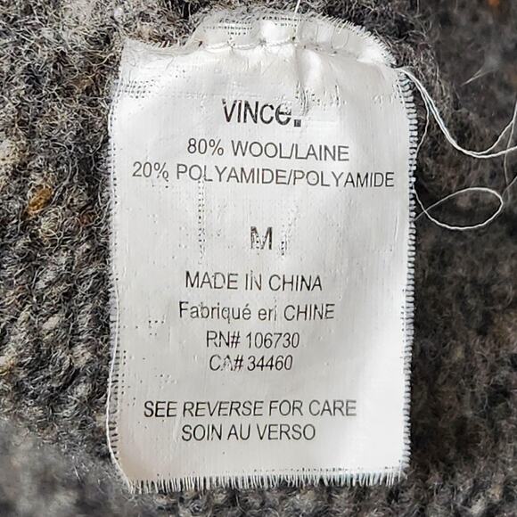 Vince Sweater Womens Medium Gray Hooded Open Front Wool Blend Cardigan 72676 - Picture 12 of 13